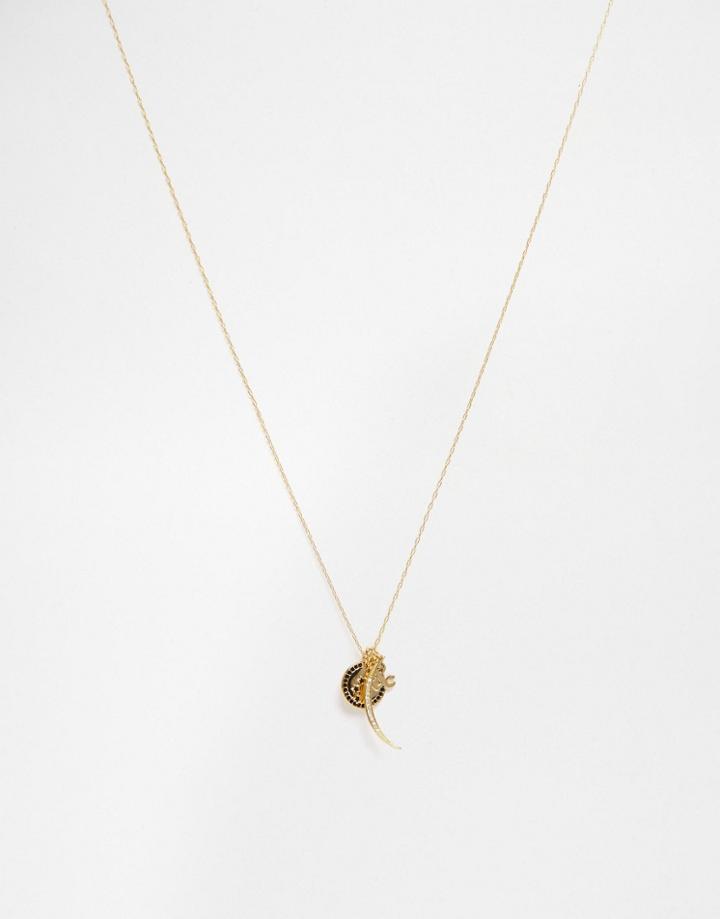 Orelia Moon Cluster Necklace - Pale Gold