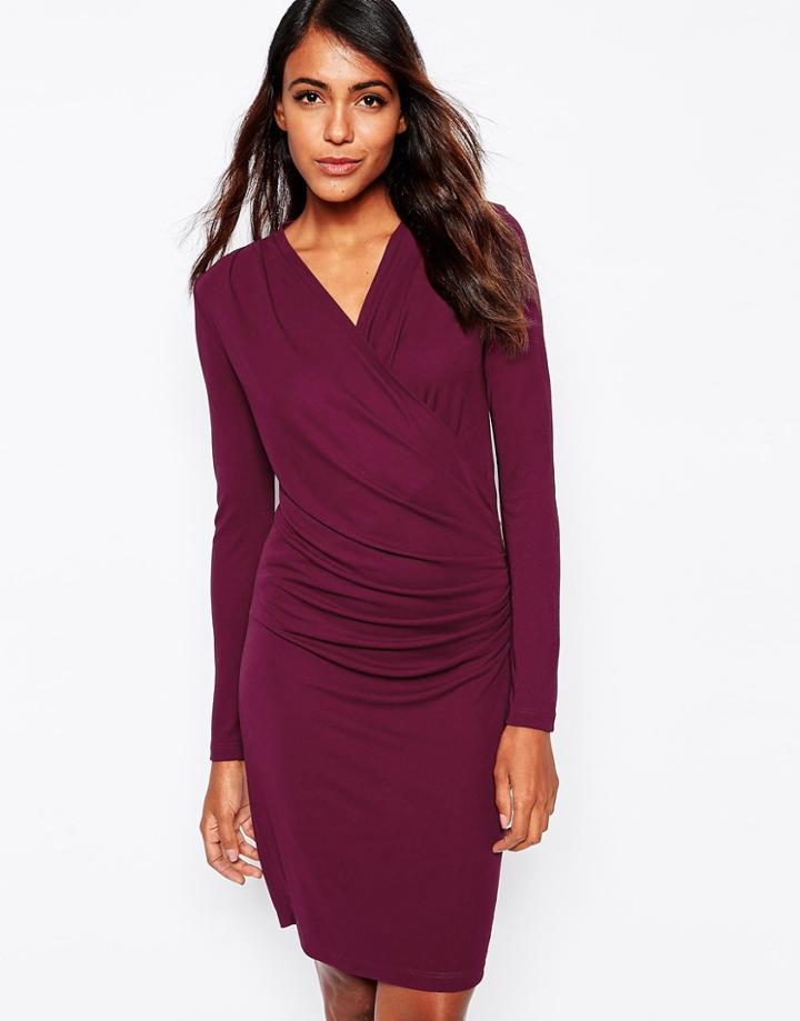 Selected Lulu Body-conscious Dress With Wrap Front - Tawny Port