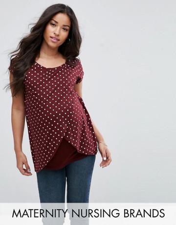 New Look Maternity Spot Nursing Top - Red