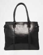 Urbancode Leather Tote Bag With Whipstich Detail - Black