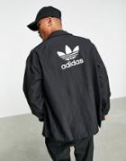 Adidas Originals Adicolor Classics Trefoil Coach Jacket In Black-brown