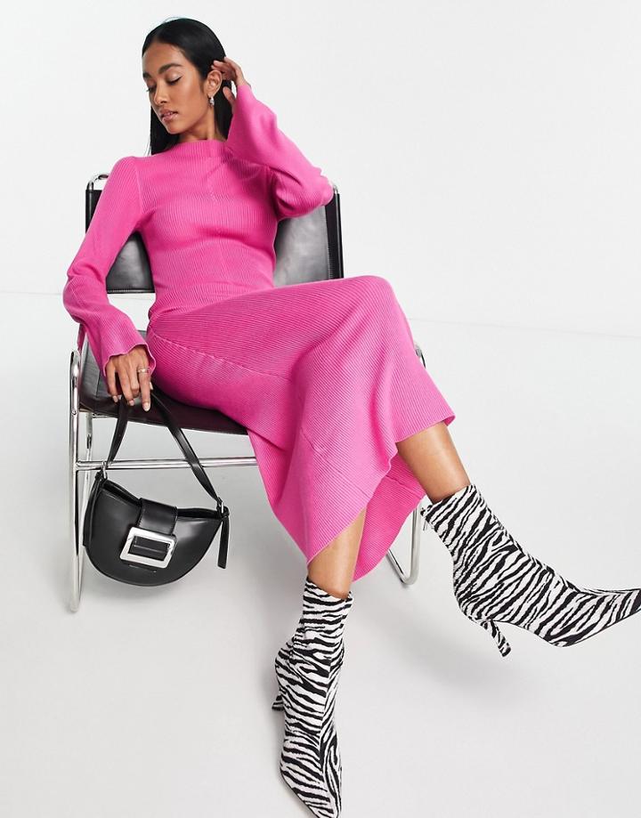Na-kd Seam Detail Midi Dress In Pink