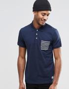 Jack & Jones Polo Shirt With Contrast Stripe Pocket - Navy