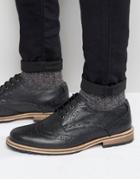 Frank Wright Milled Brogues In Black Leather - Black