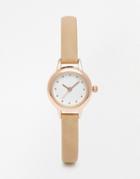 Asos Skinny Faux Suede Strap Mini Dial Watch - Nude