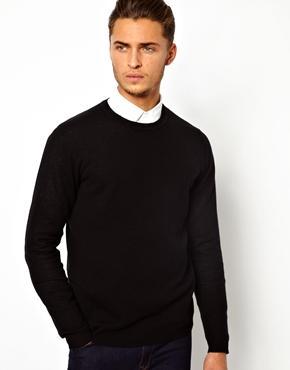 Asos Merino Crew Neck Sweater - Black