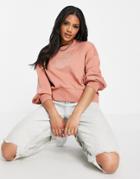 Nike Cropped Sweatshirt In Tan With Chest Print Logo-brown