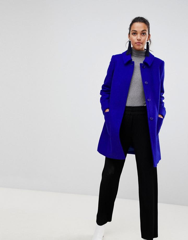 Helene Bermal Swing Coat In Wool Blend - Blue