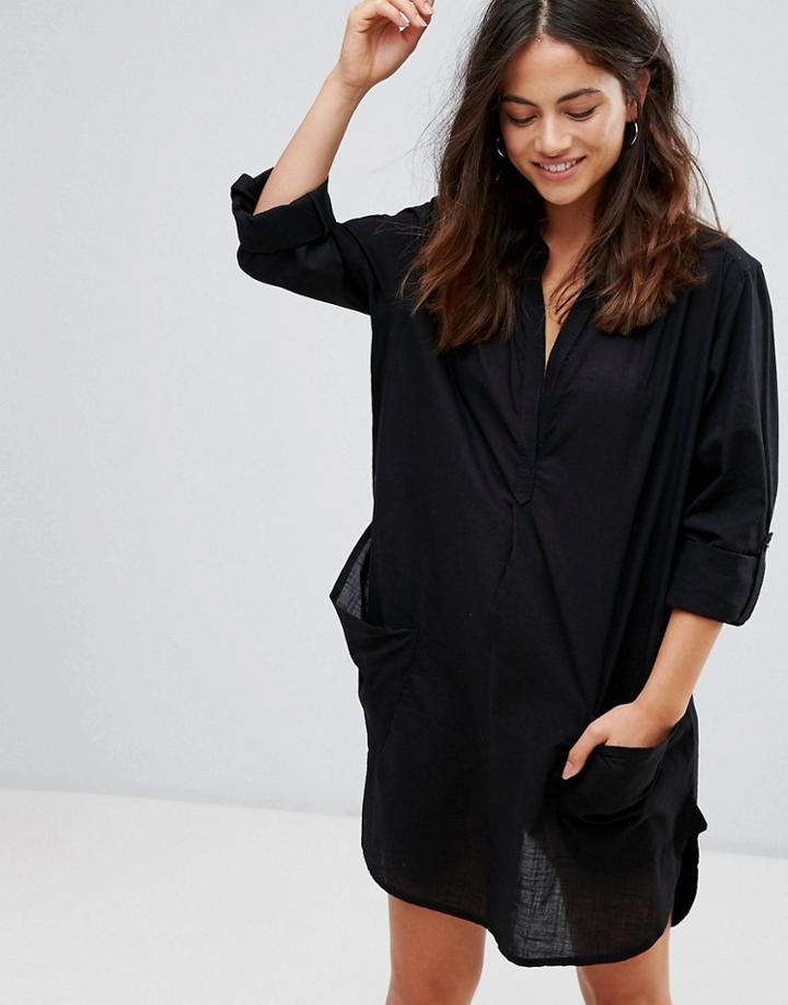 Seafolly Black Boyfriend Beach Shirt - Black