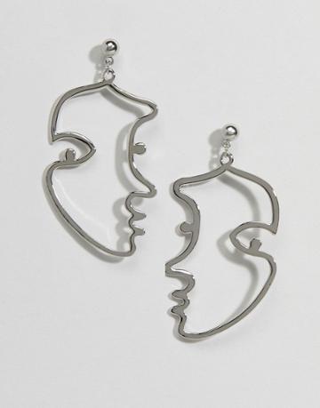 Pieces Faces Earrings - Silver