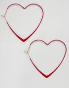 Asos Enamel Heart Hoop Earrings - Red
