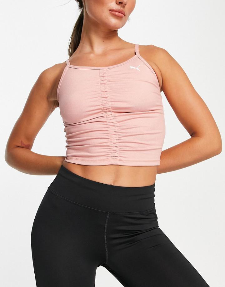 Puma Yoga Studio Foundation Ruched Tank Top In Pink