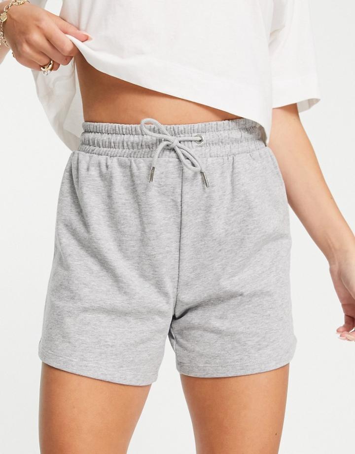 Jdy Cindi Tie Waist Sweat Shorts In Light Gray-grey