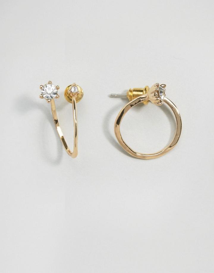 Asos Crystal Swirl Hoop Earrings - Gold