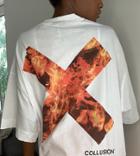 Collusion Unisex T-shirt With Flame Logo Print In White