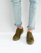 Asos Lace Up Sneakers In Khaki Mesh - Green