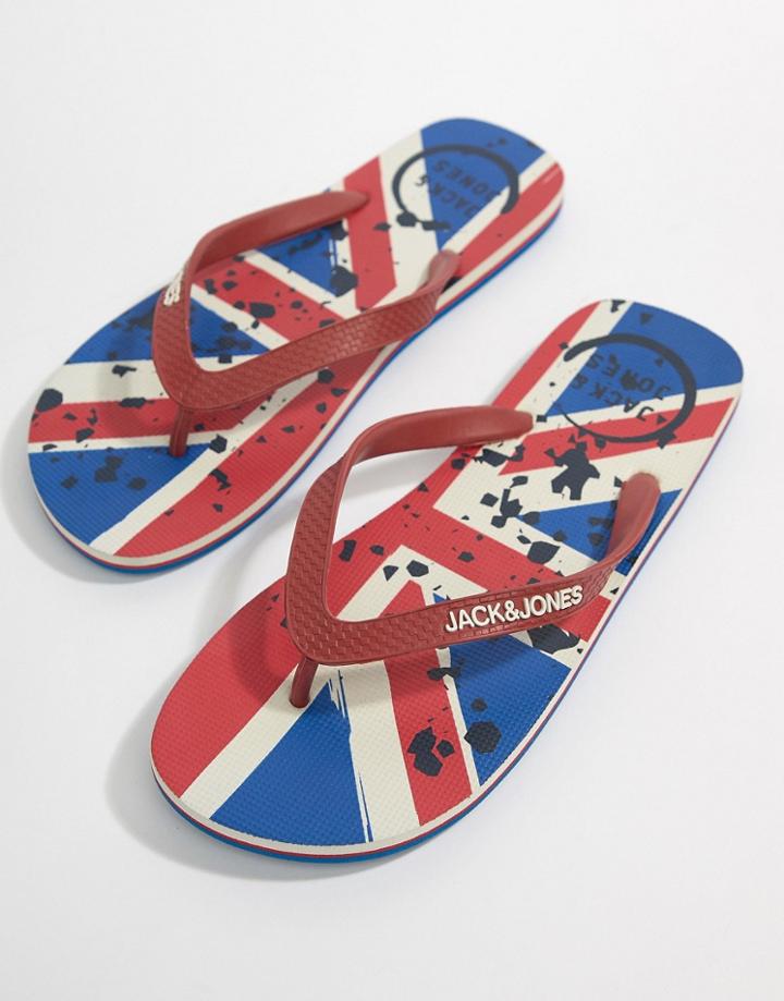 Jack & Jones Union Jack Flip Flops - Red