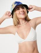Weekday Ava Recycled Triangle Bikini Top In White-neutral