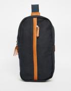 Asos Cross Body Bag In Navy Canvas With Contrast Trims - Navy