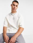 Topman Oversized Turtle T-shirt With Rubber Berlin Badge In Cream-white