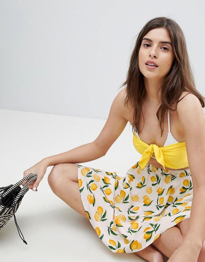 Vero Moda Lemon Printed Beach Top & Skirt - Multi