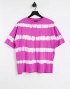 Asos Design Oversized T-shirt In Pink Bleached Stripe