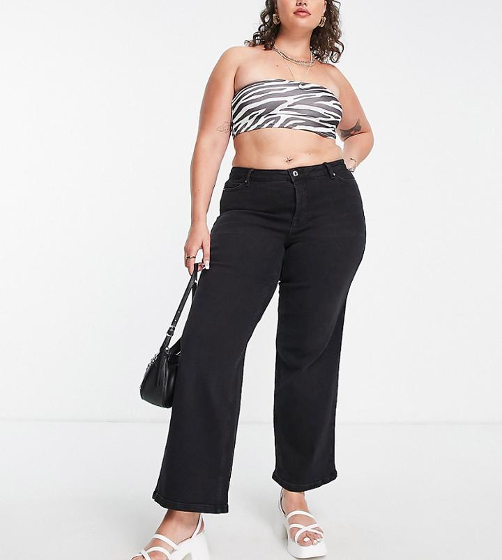 Vero Moda Curve Wide Leg Jeans In Black