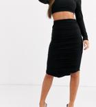 Club L London Petite Ruched Midi Skirt In Black