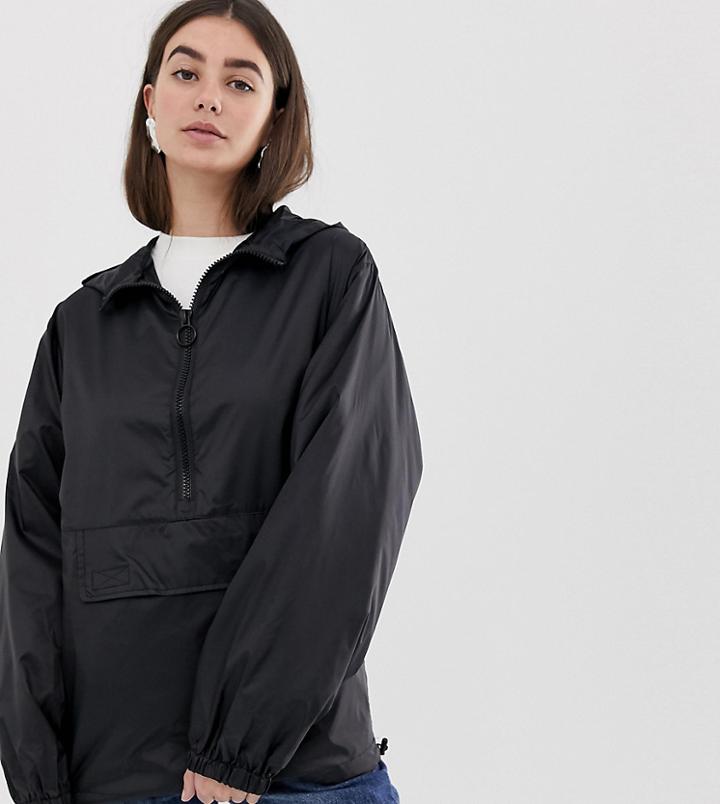 Asos Design Tall Over The Head Rain Jacket-black