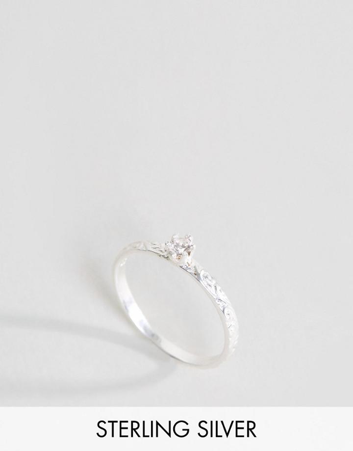 Asos Sterling Silver Paisley Stone Ring - Silver