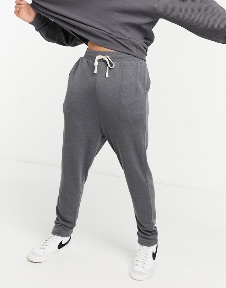 Asos Design Drop Crotch Sweatpants In Washed Black Super Soft Viscose