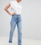 Asos Tall Recycled Florence Authentic Straight Leg Jeans In Spring Light Stone Wash - Blue