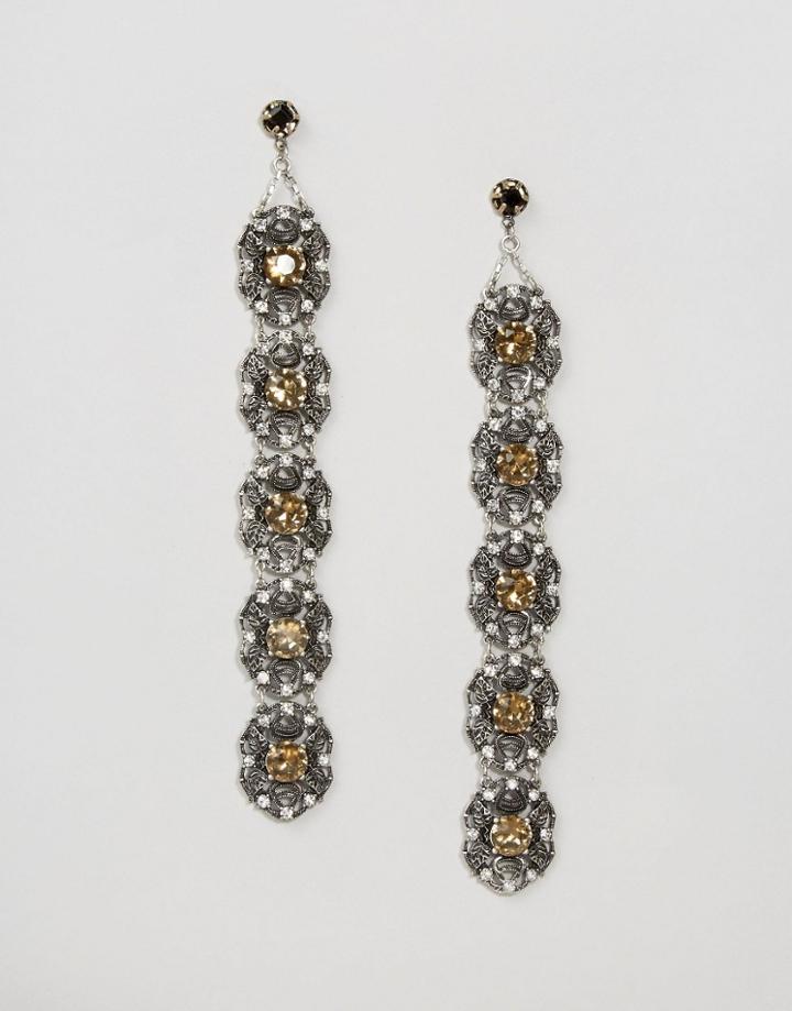 Asos Statement Strand Jewel Earrings - Gold