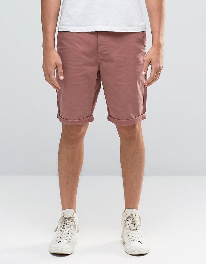 New Look Slim Chino Shorts In Pink - Pink