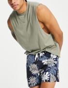 Only & Sons Animal Print Swim Shorts In Blue-blues