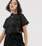 Crooked Tongues High Neck T-shirt In Mesh With Logo - Black