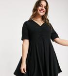 Yours Ribbed Tunic Blouse In Black