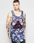 Siksilk X Mambo Negative Floral Elogated Tank - Blue