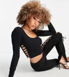 Asyou Cut Out Strap Detail Top In Black