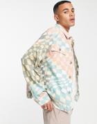Asos Design Oversized Cord Jacket In All Over Print-multi
