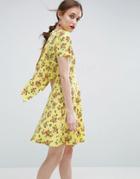 Asos Tea Dress With Deconstructed Back In Ditsy Floral - Multi