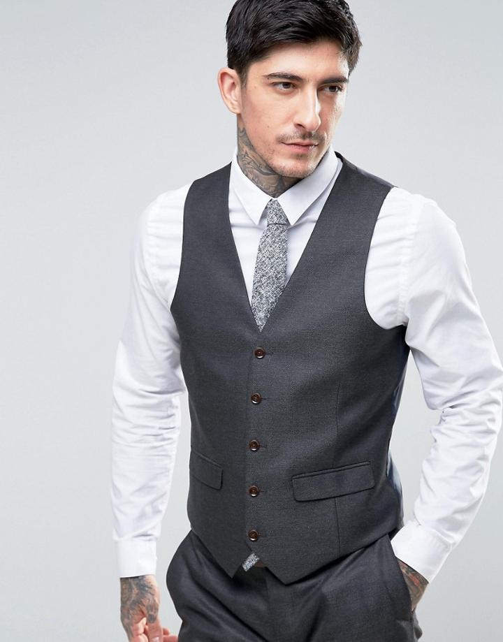 Harry Brown Slim Fit Twill Vest - Gray