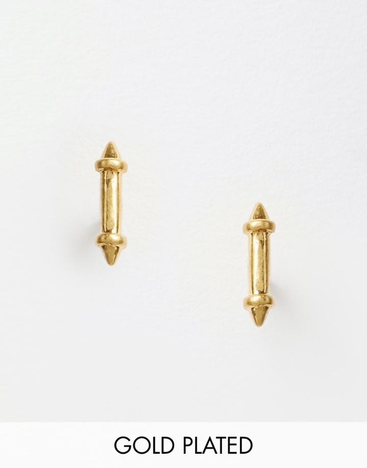 Pilgrim Pointed Bar Stud Earrings - Gold