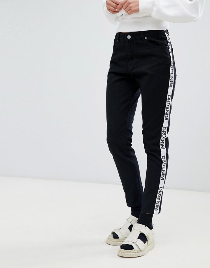 Dr Denim Pepper High Rise Jean With Logo Tape-black