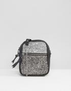 New Look Mini Glitter Crossbody Bag - Silver