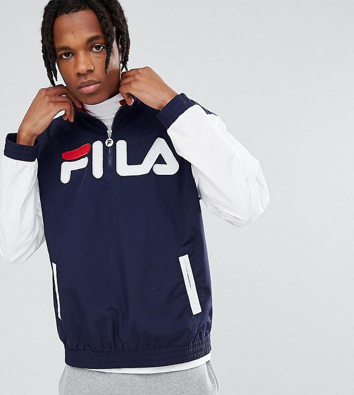 Fila Black Line Ski Overhead Jacket With Large Logo - Navy