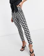 Asos Design Jersey Jacquard Slim Suit Pants In Houndstooth-multi