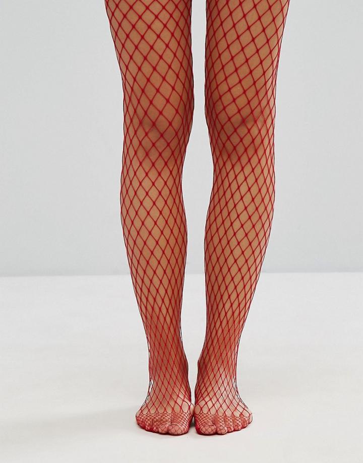 Gipsy Extra Large Fishnet Tights - Red