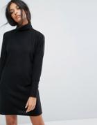 Noisy May Roll Neck Batwing Knitted Dress - Black