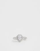 Asos Design Ring With Pear Shape Cubic Zirconia Crystal In Silver Tone